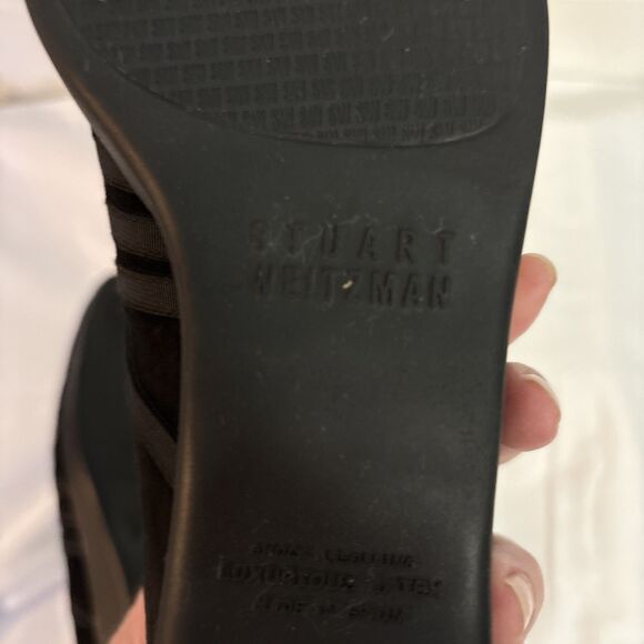Stuart Weitzman Womens Black Suede Wedge Loafer Old Money Luxurious Latex sz 7.5 - Picture 8 of 16